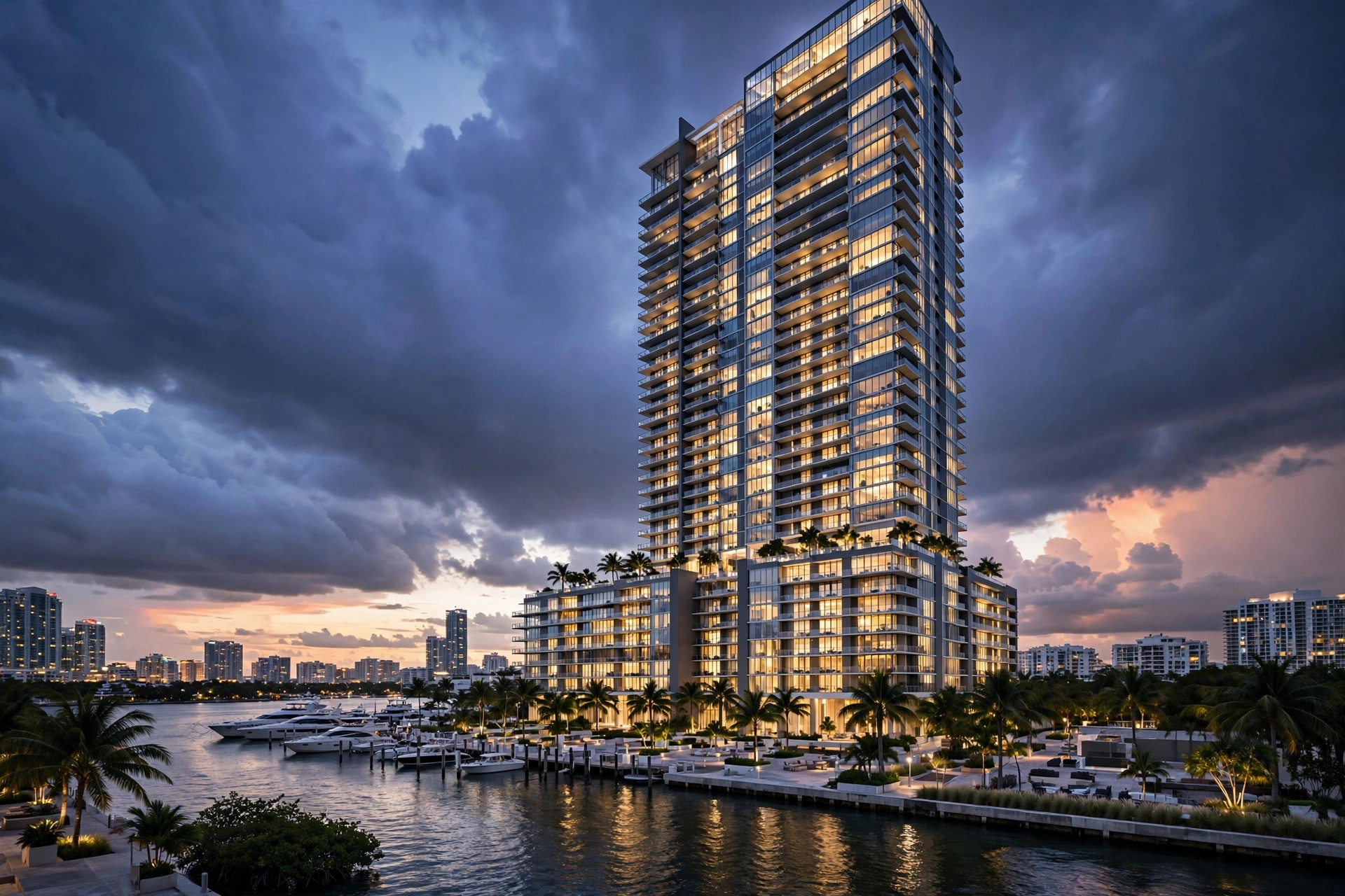 Imagem ilustrativa — torre residencial de luxo à beira-mar